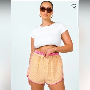 Princess Polly Orange Gingham Track Shorts Size 10 NWT
